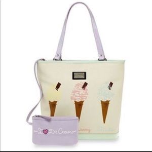 EUC LULU GUINNESS I Love Ice Cream Tote and Zip Pouch